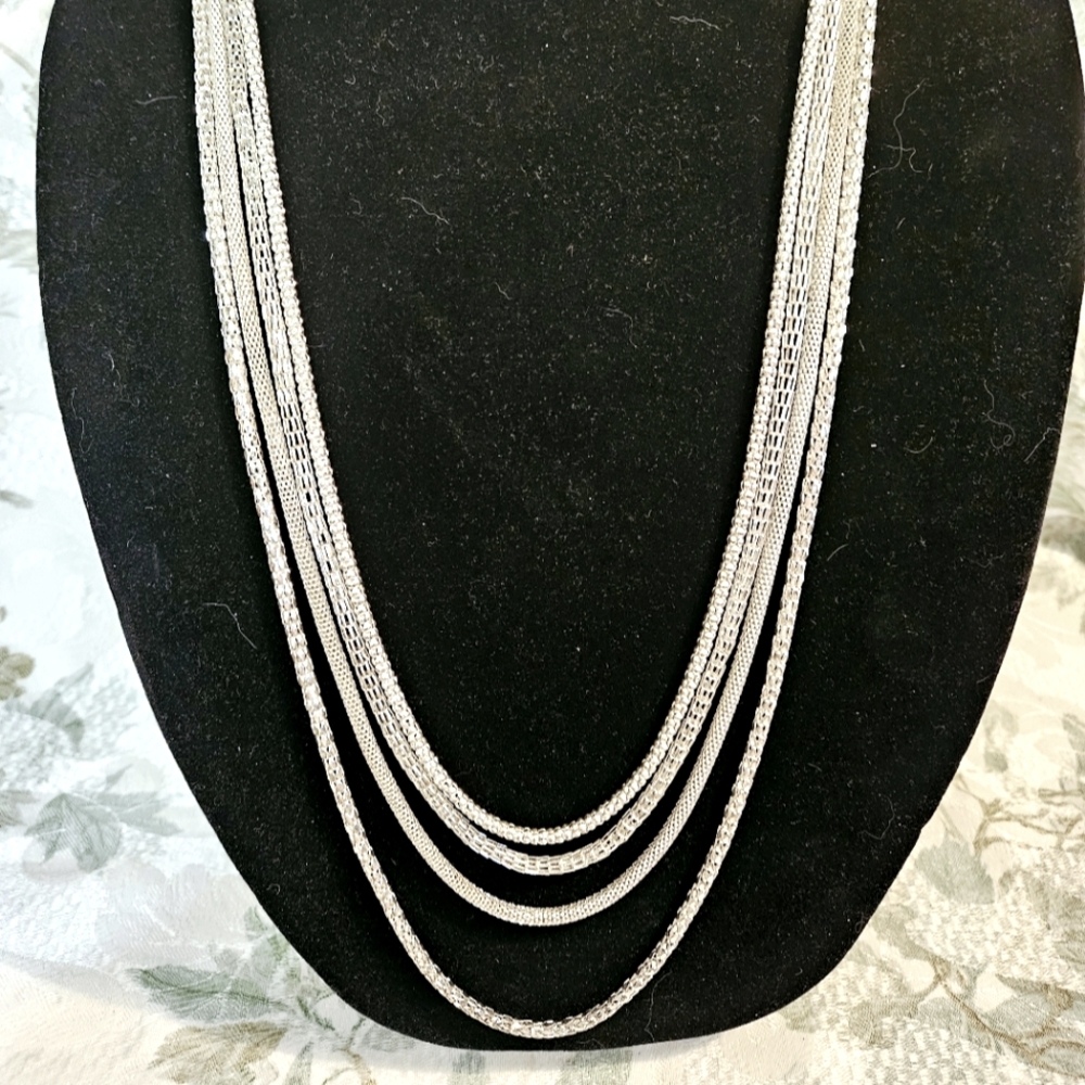 Four Strands of Silver-Tone Necklace 19.5"